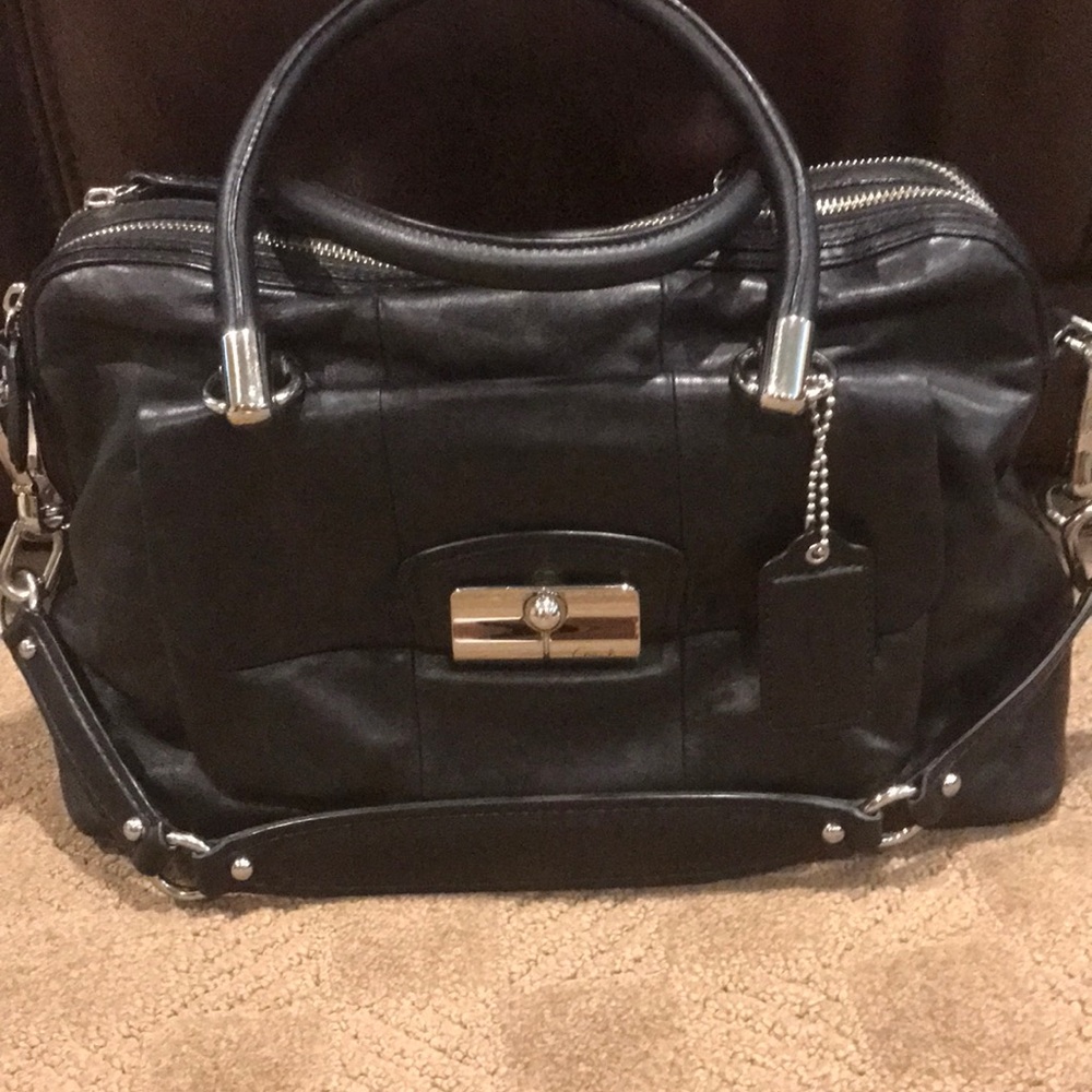 Black leather coach bag
